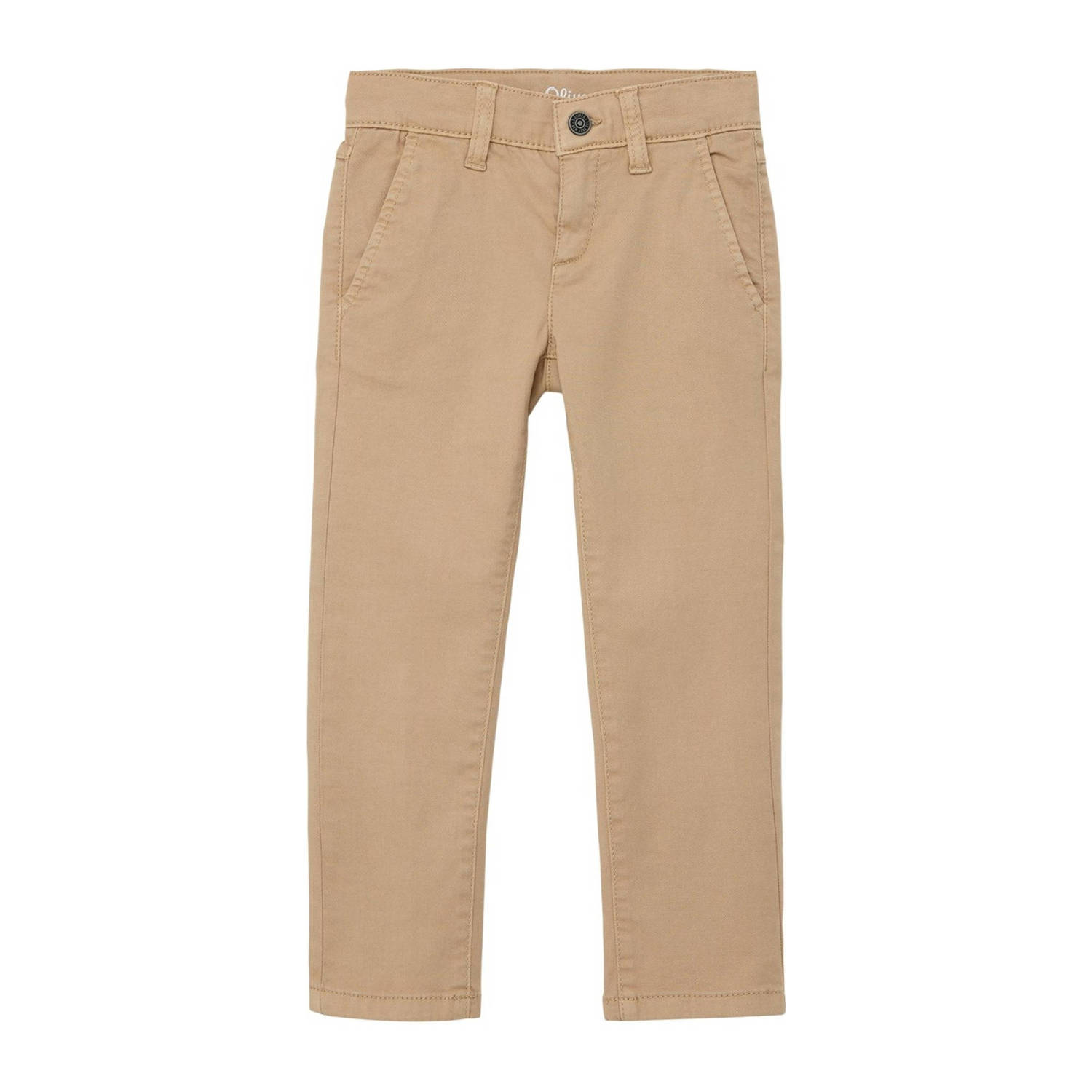 S.Oliver slim fit broek beige Jongens Stretchkatoen Effen 104