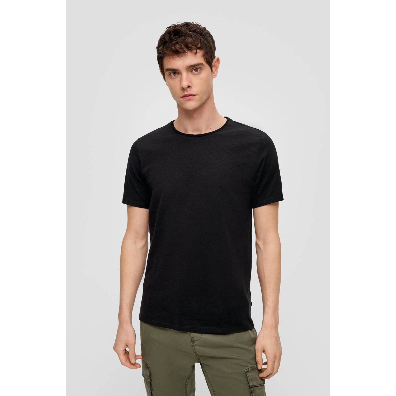 Q S by s.Oliver regular fit T-shirt zwart