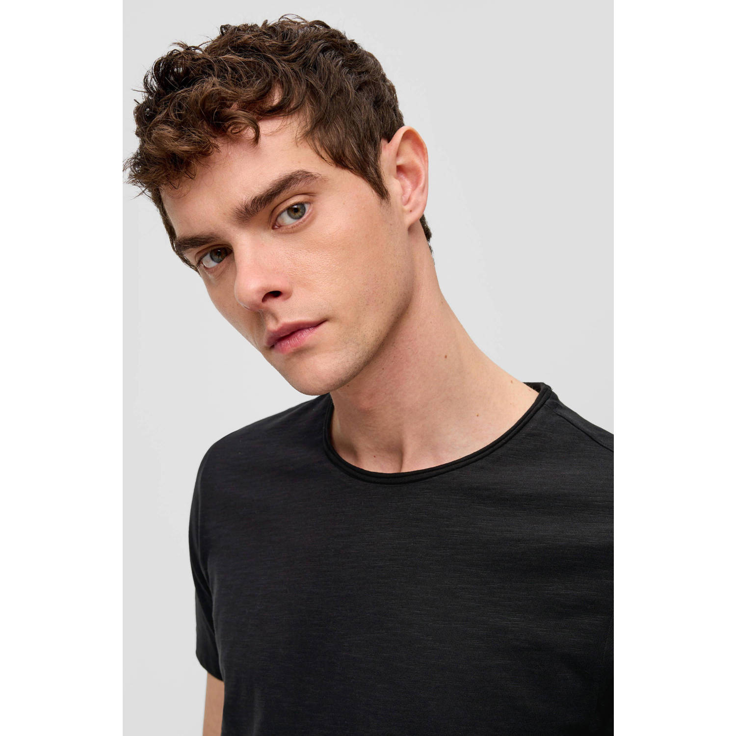 Q S by s.Oliver regular fit T-shirt zwart