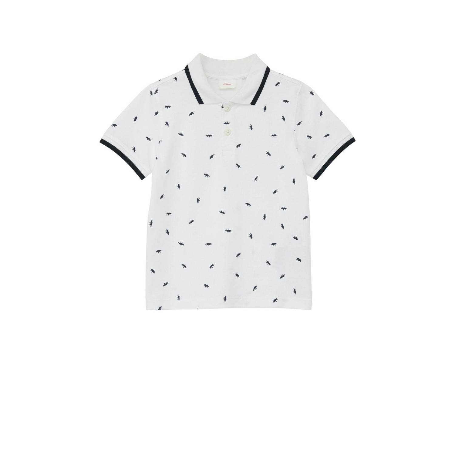 s.Oliver polo met all over print wit donkerblauw