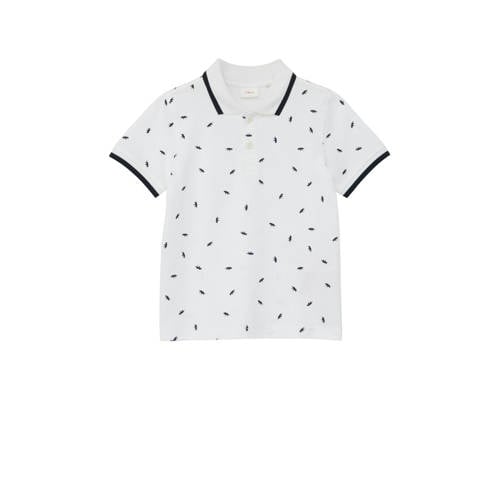 s.Oliver polo met all over print wit/donkerblauw
