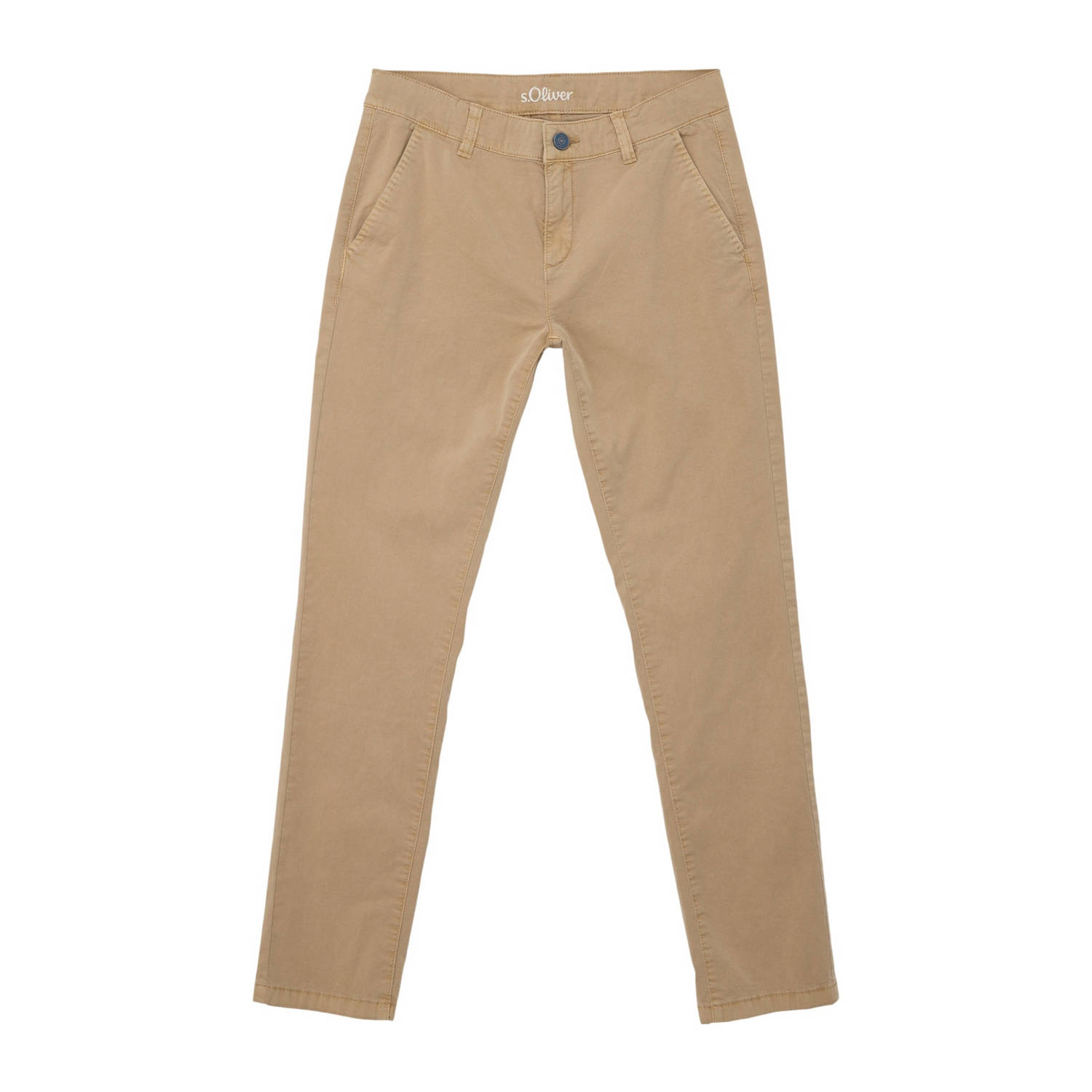 S.Oliver slim fit broek zand Beige Jongens Katoen Effen 146