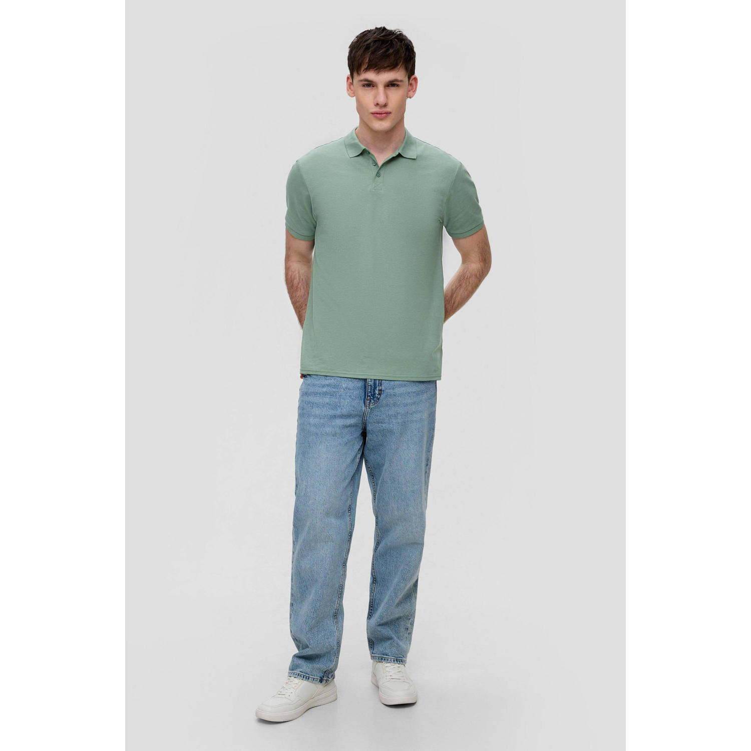 Q S by s.Oliver regular fit polo met logo groen