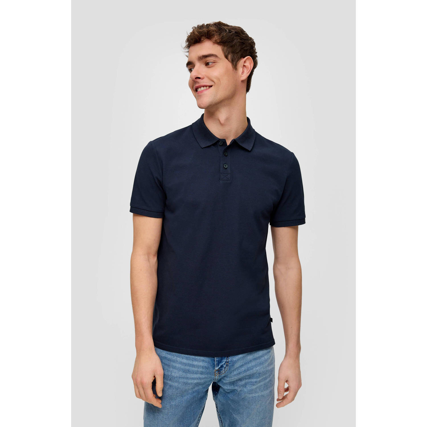 Q S by s.Oliver regular fit polo met logo marine