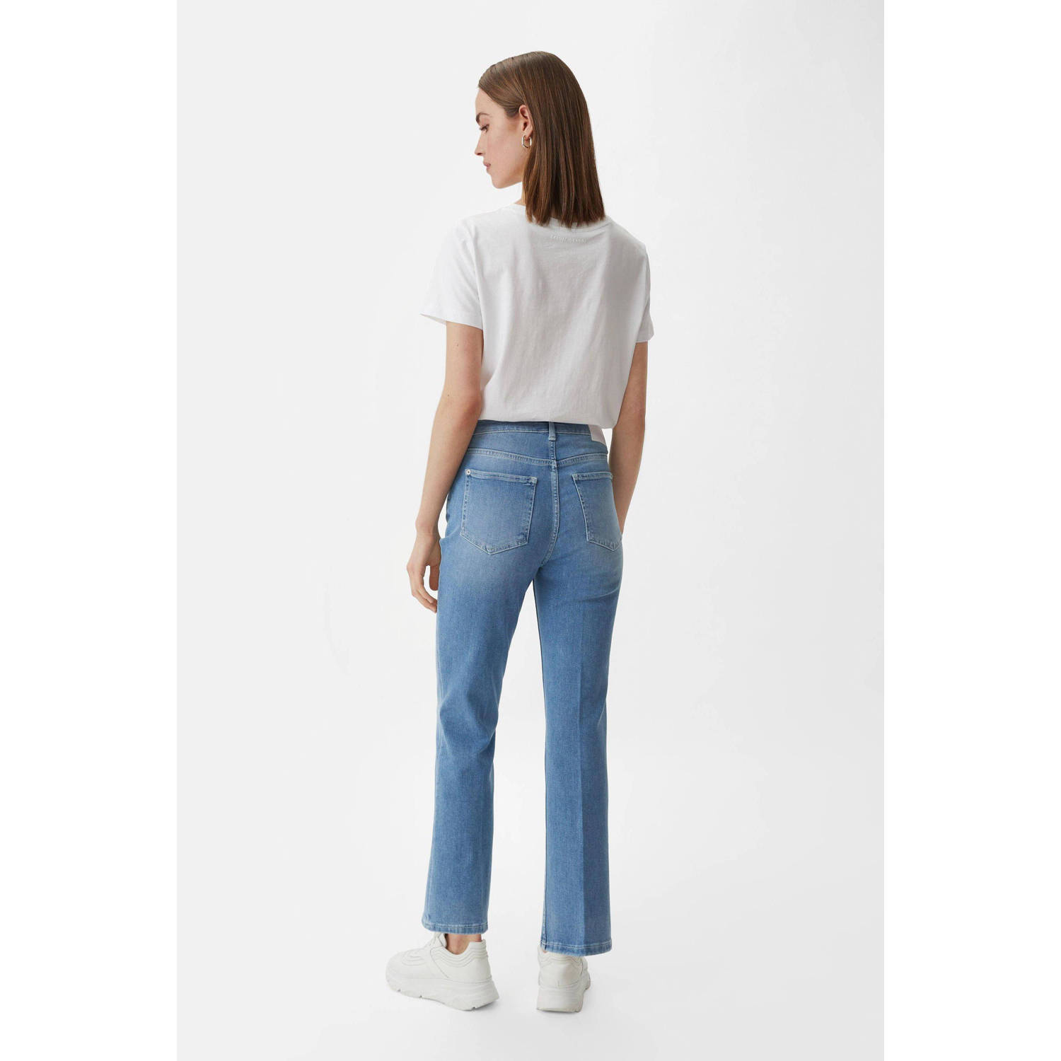 comma casual identity cropped flared jeans medium blue denim