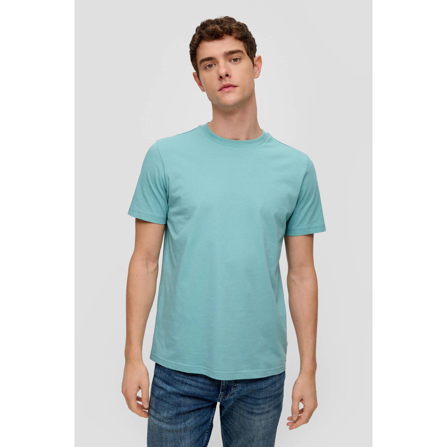 Q S by s.Oliver regular fit T-shirt lichtblauw