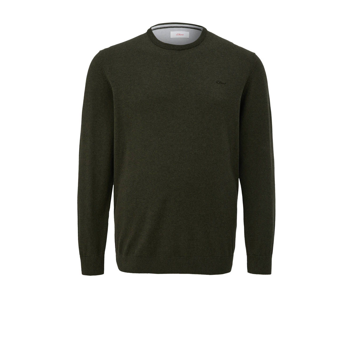S.Oliver Big Size trui Plus Size met logo donkergroen