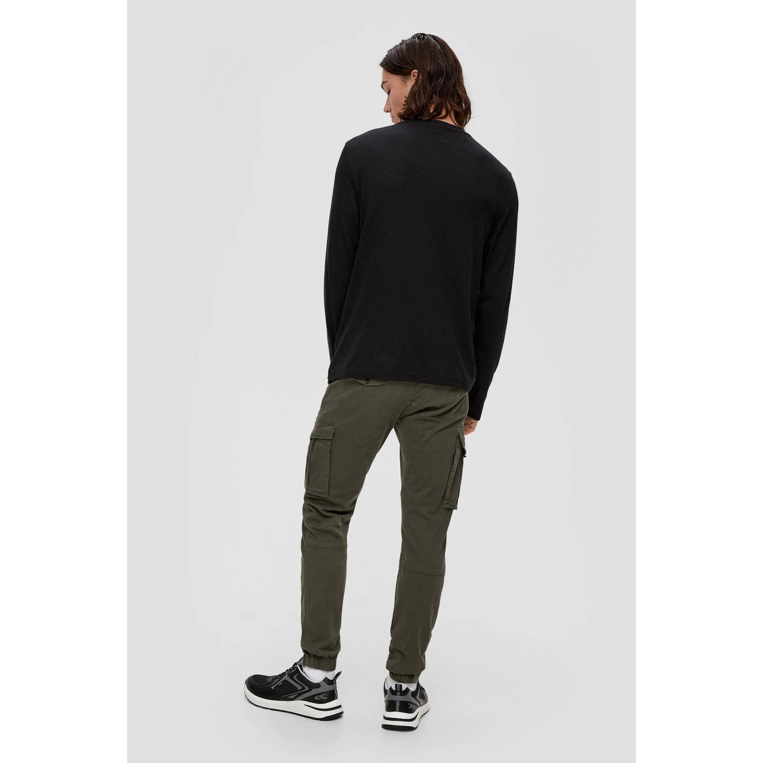 Q S by s.Oliver slim fit cargo broek donkergroen