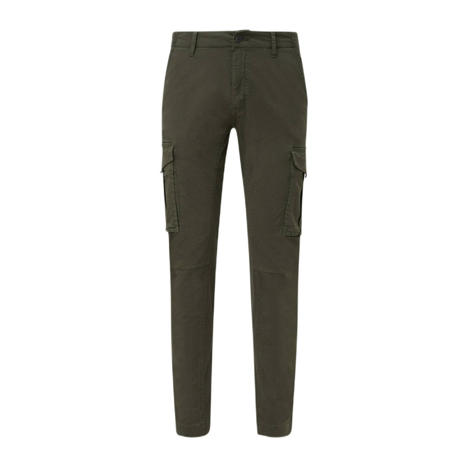 Q S by s.Oliver slim fit cargo broek donkergroen