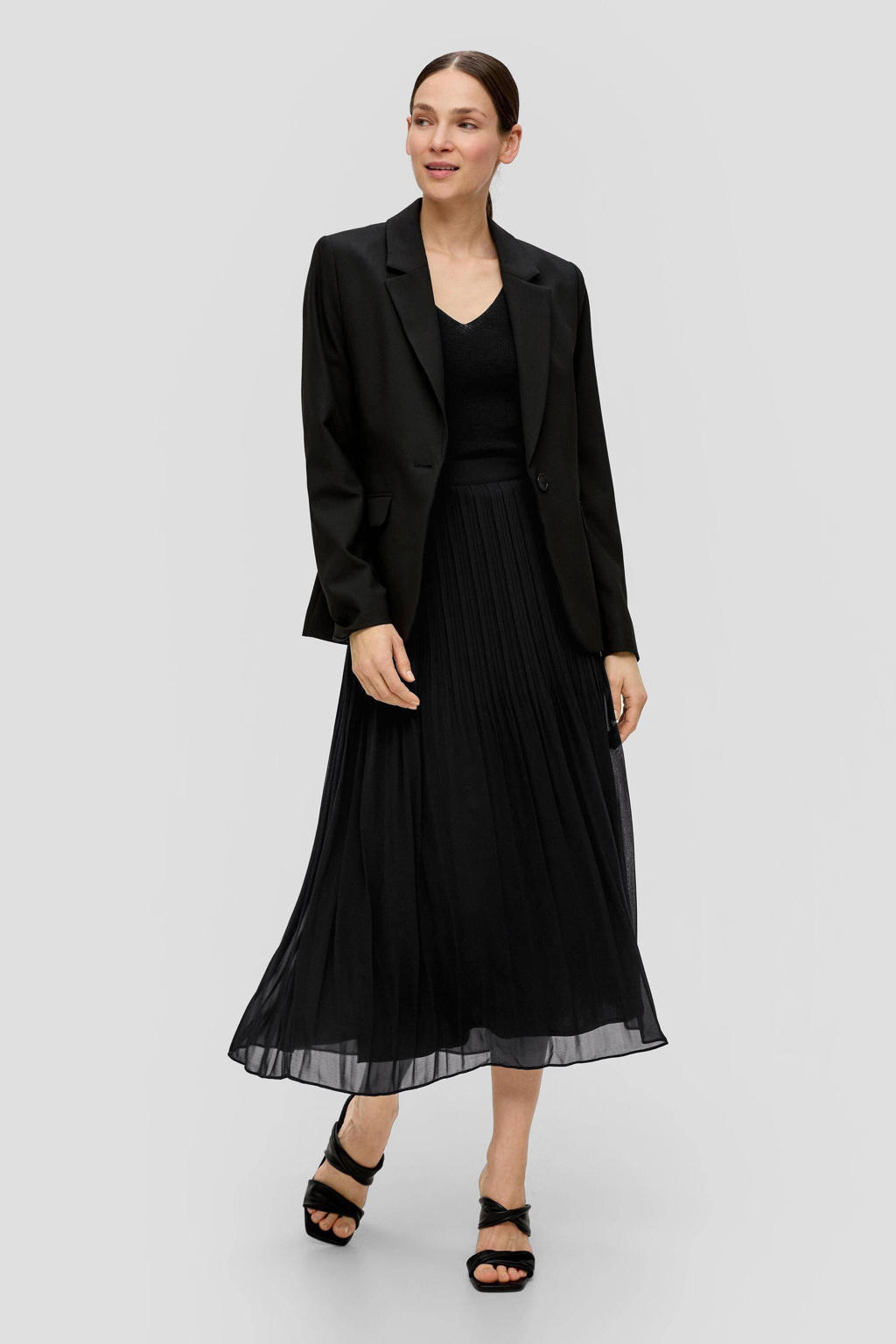 Zwarte dames s.Oliver BLACK LABEL rok gemaakt van polyester en met elastische tailleband