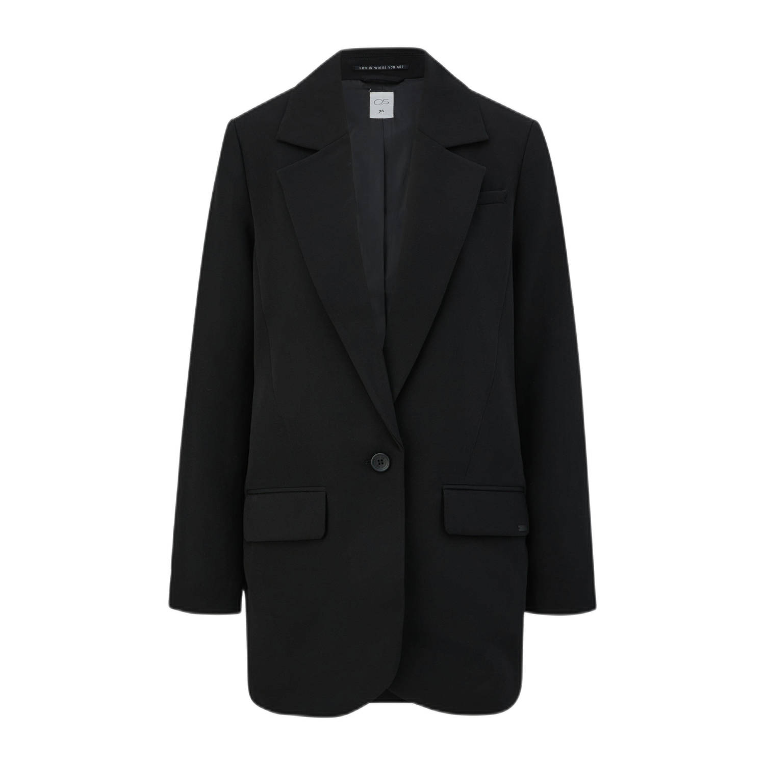 Q S by s.Oliver rechtvallende blazer zwart