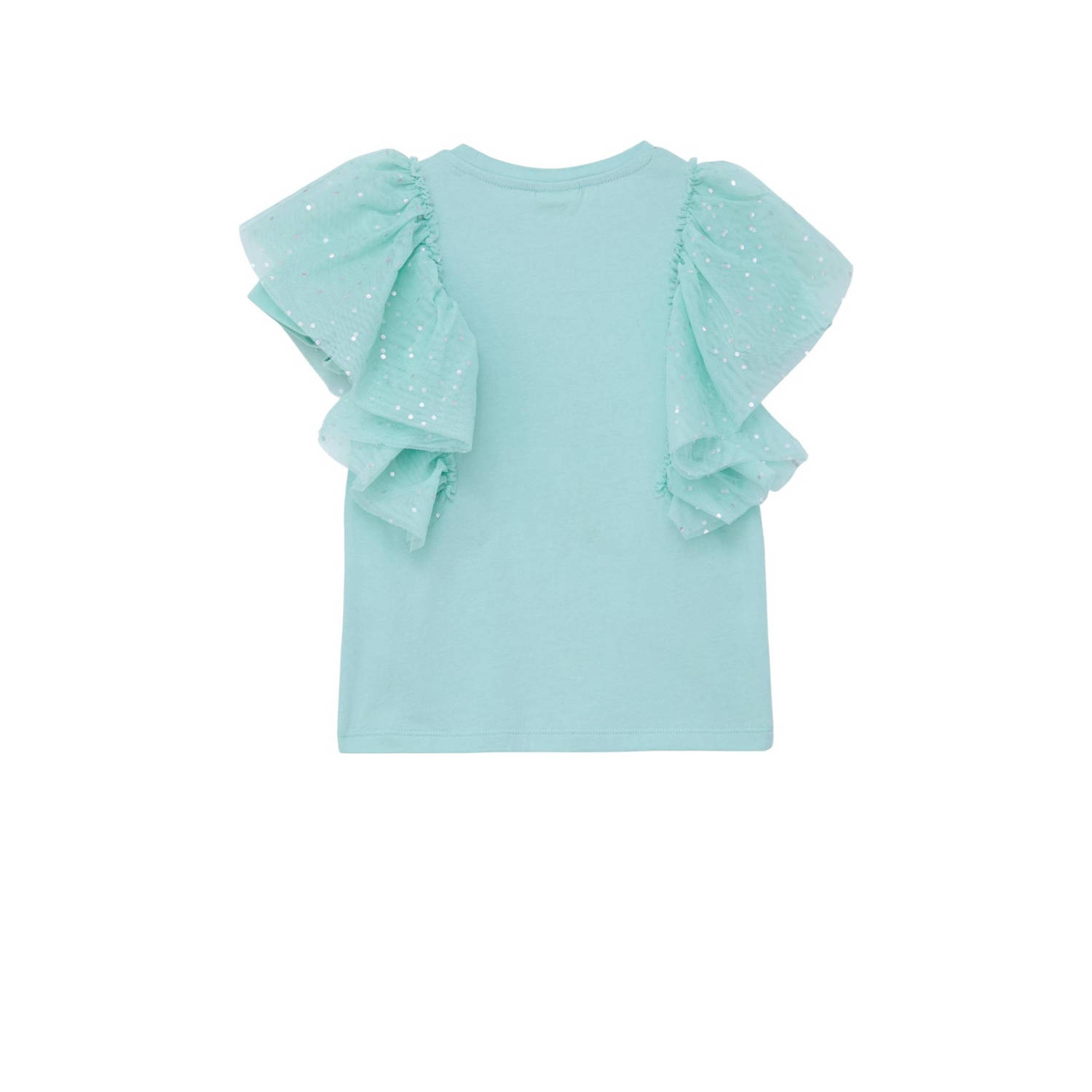 s.Oliver T-shirt met ruches turquoise