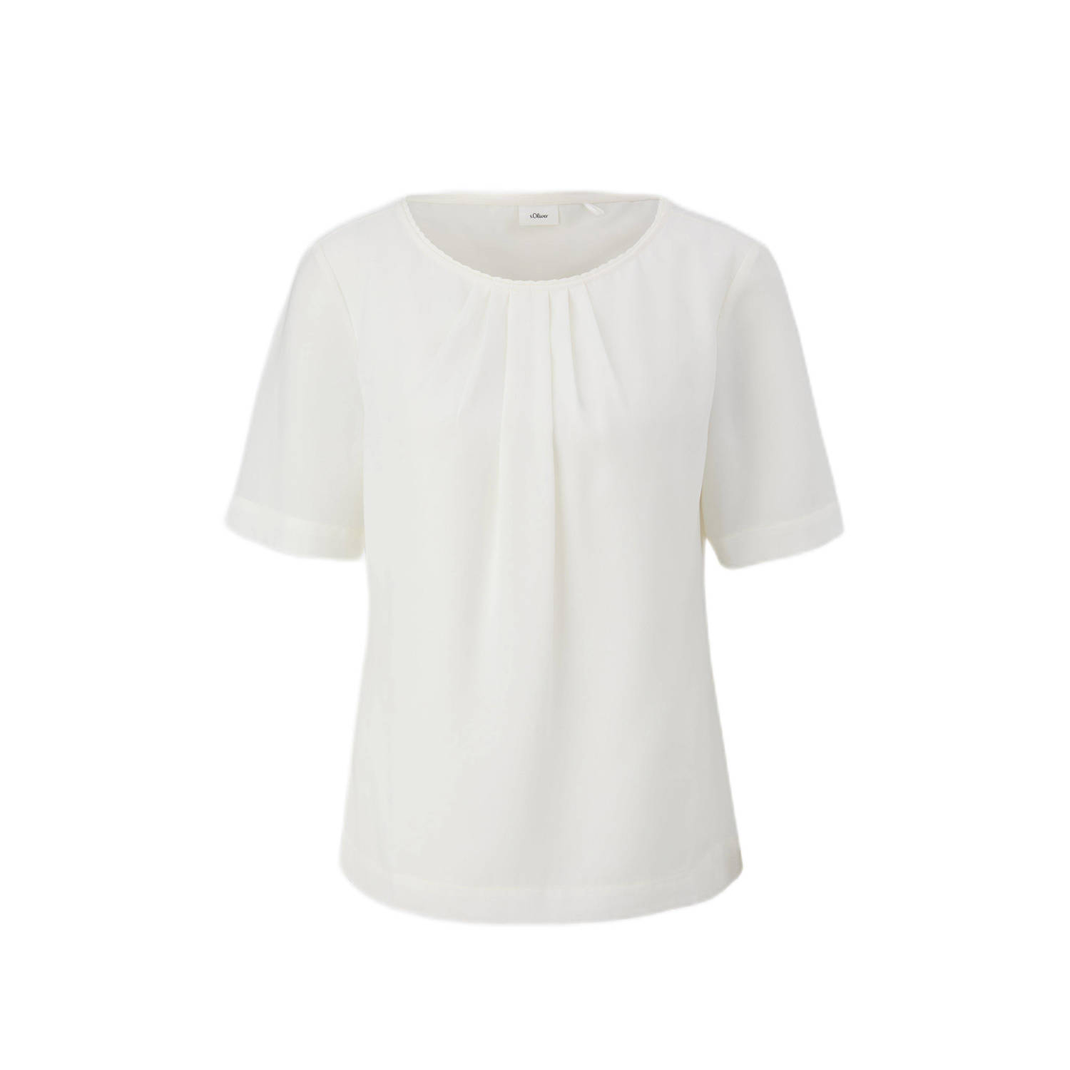 S.Oliver BLACK LABEL Blouse met korte mouwen met ronde halslijn en rimpeling