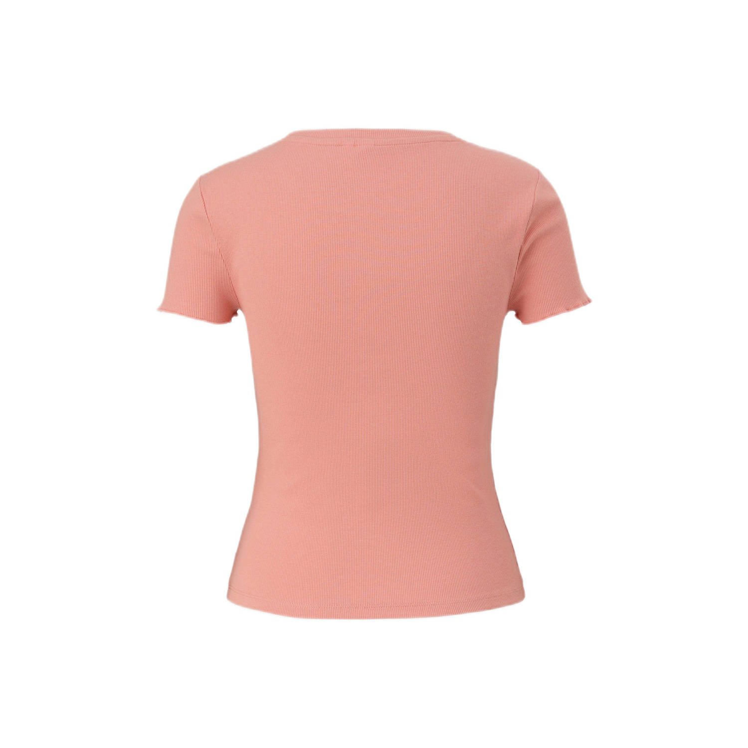 Q S by s.Oliver ribgebreid T-shirt zalm