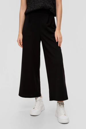 cropped wide leg pantalon zwart