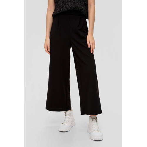 QS cropped wide leg pantalon zwart afbeelding