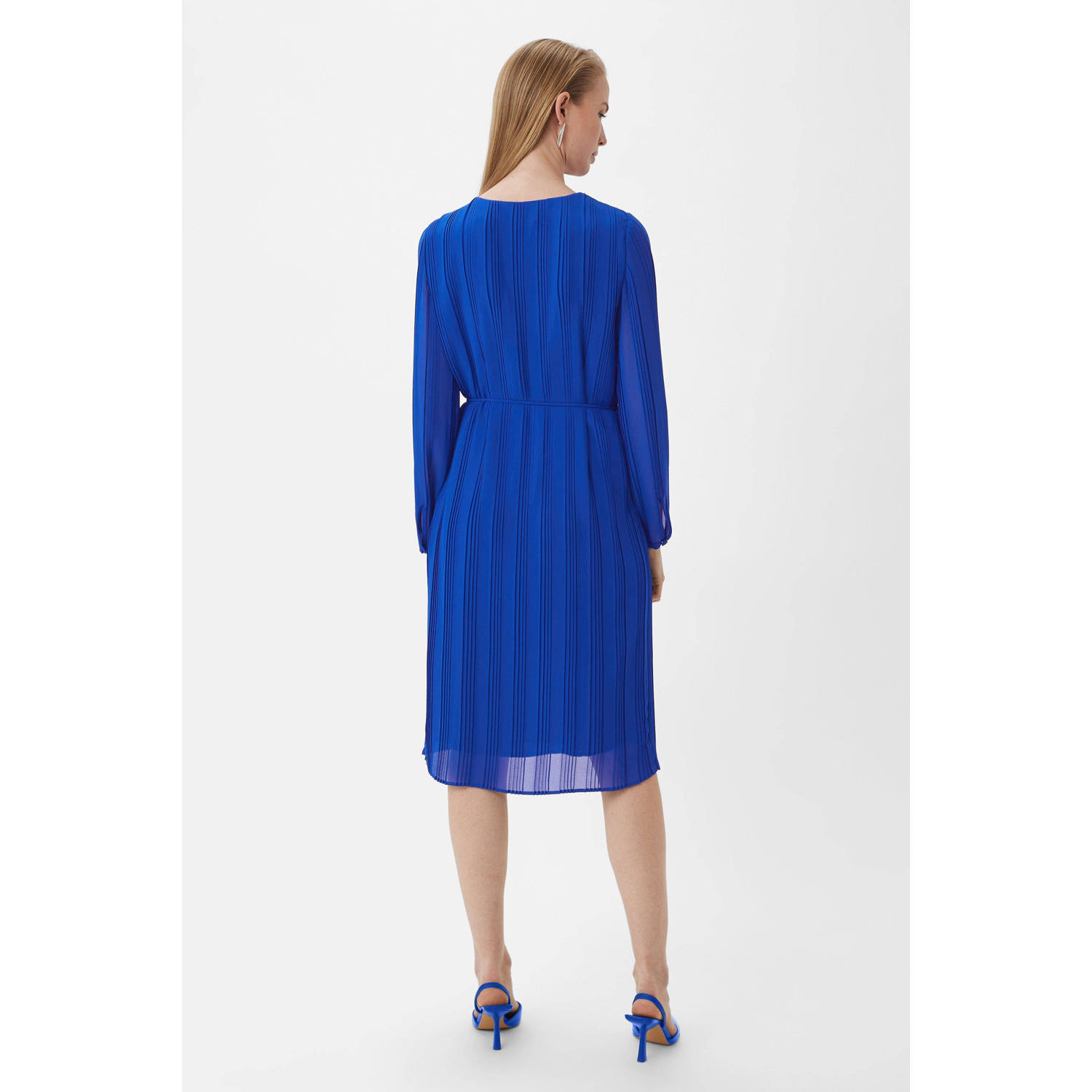 comma jurk met textuur blauw
