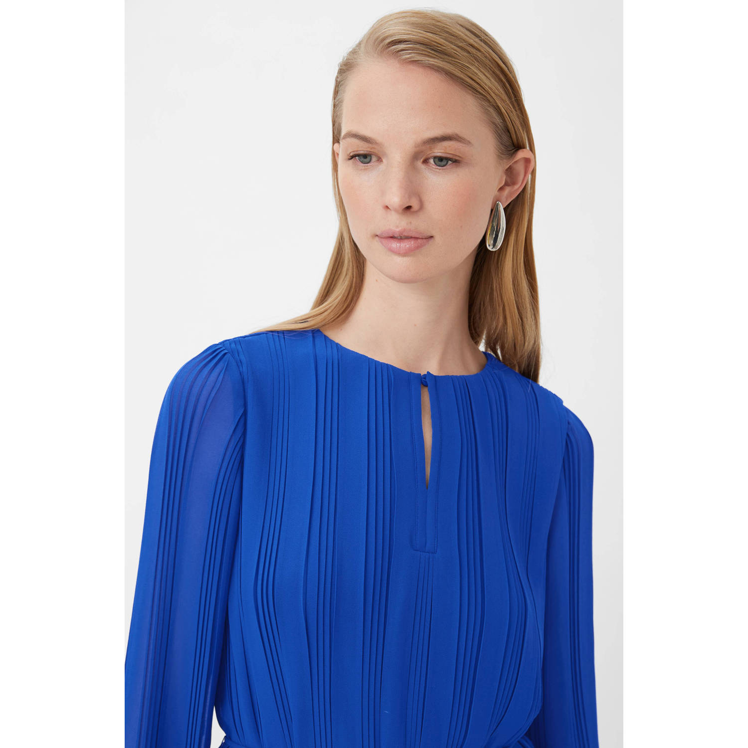 comma jurk met textuur blauw