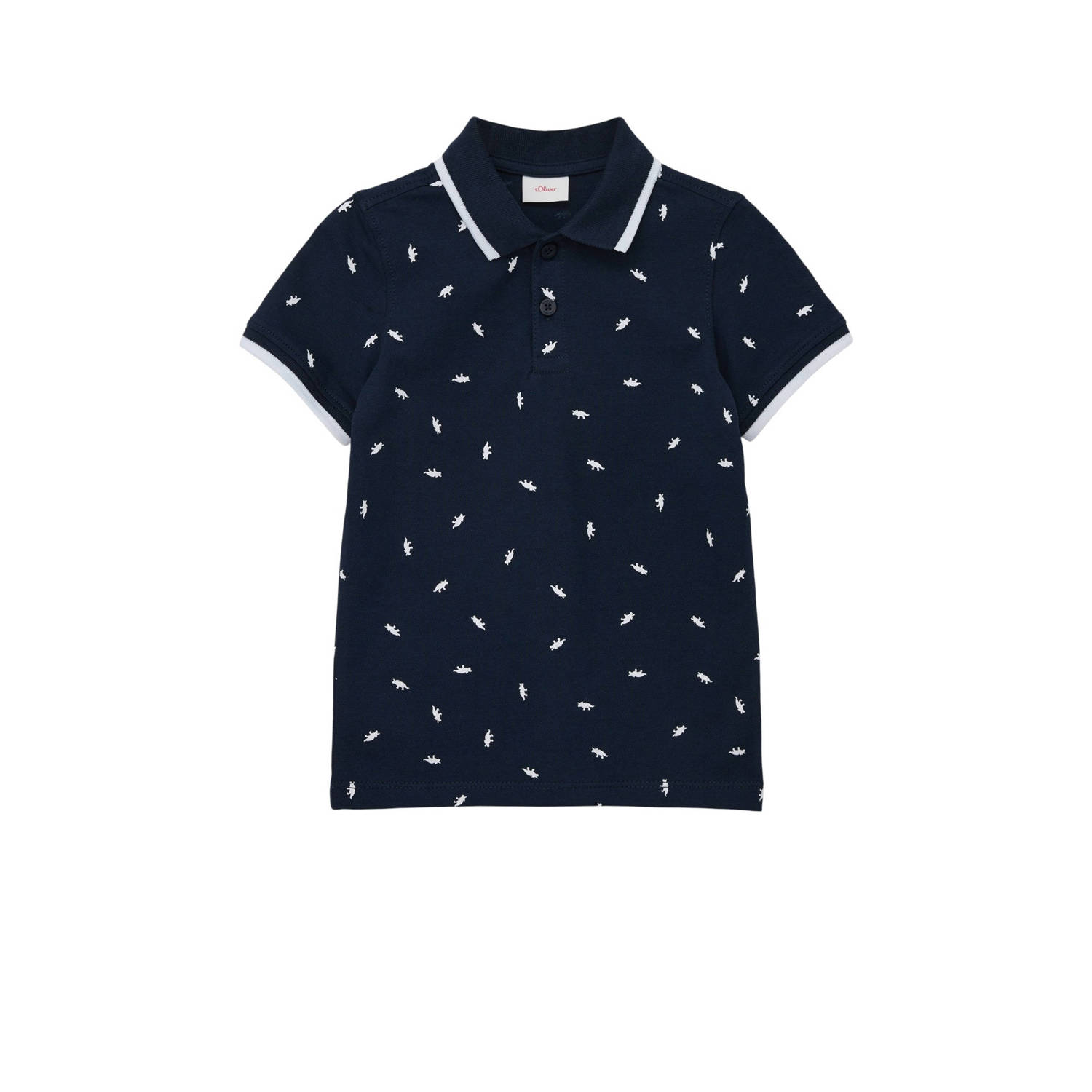 s.Oliver polo met all over print donkerblauw wit