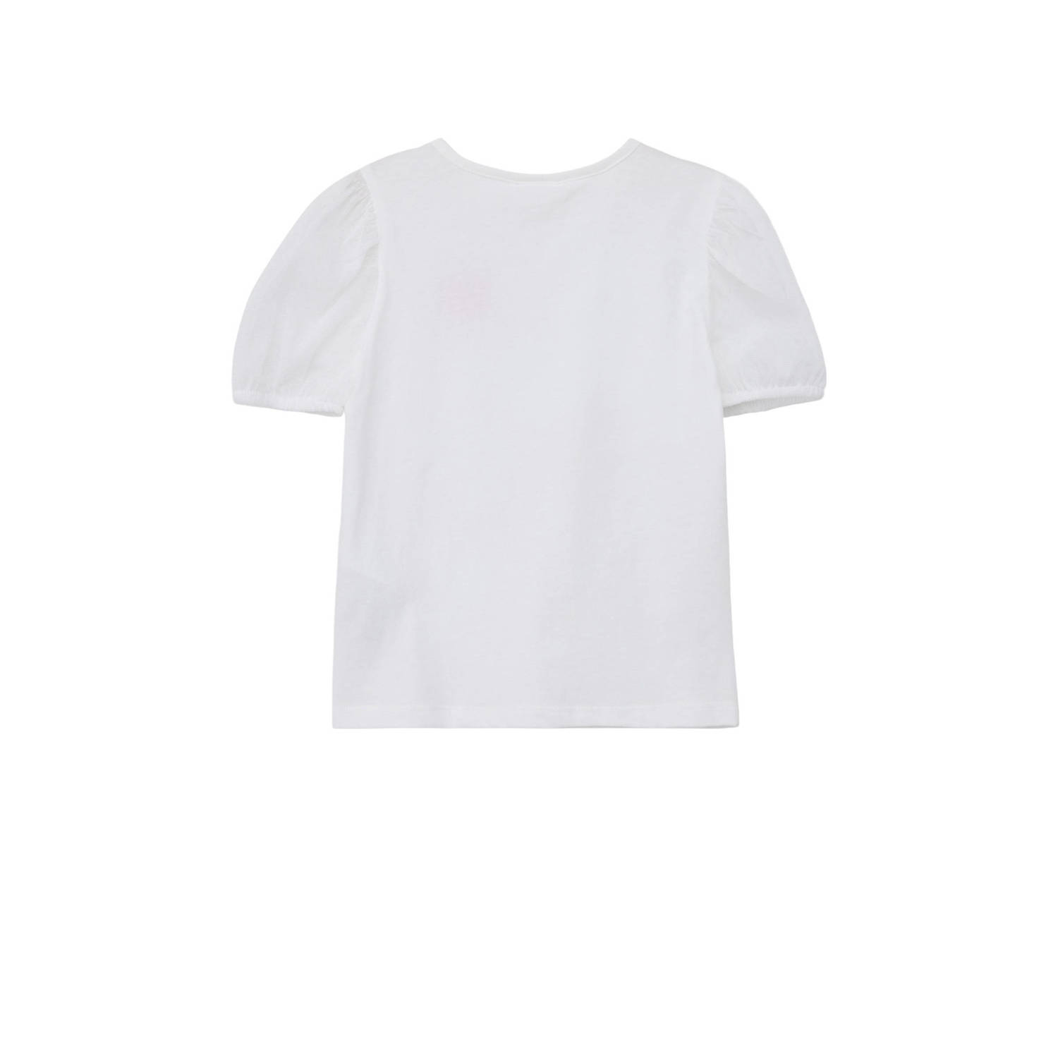 s.Oliver T-shirt met printopdruk en pailletten wit