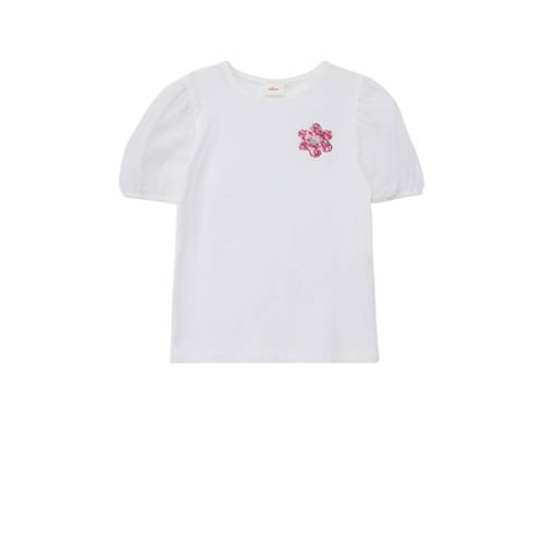 s.Oliver T-shirt met printopdruk en pailletten wit