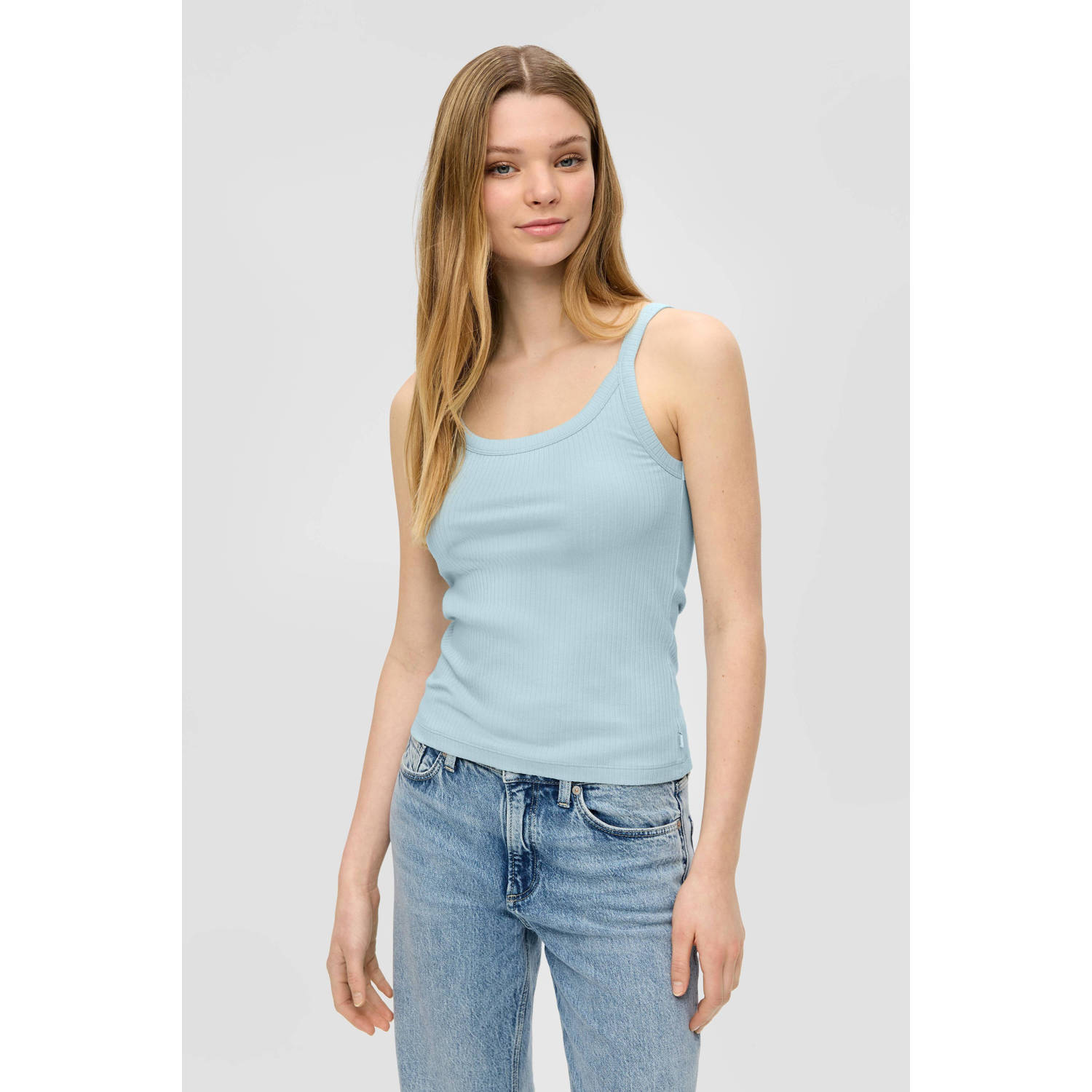 Q S by s.Oliver ribgebreide singlet turquoise