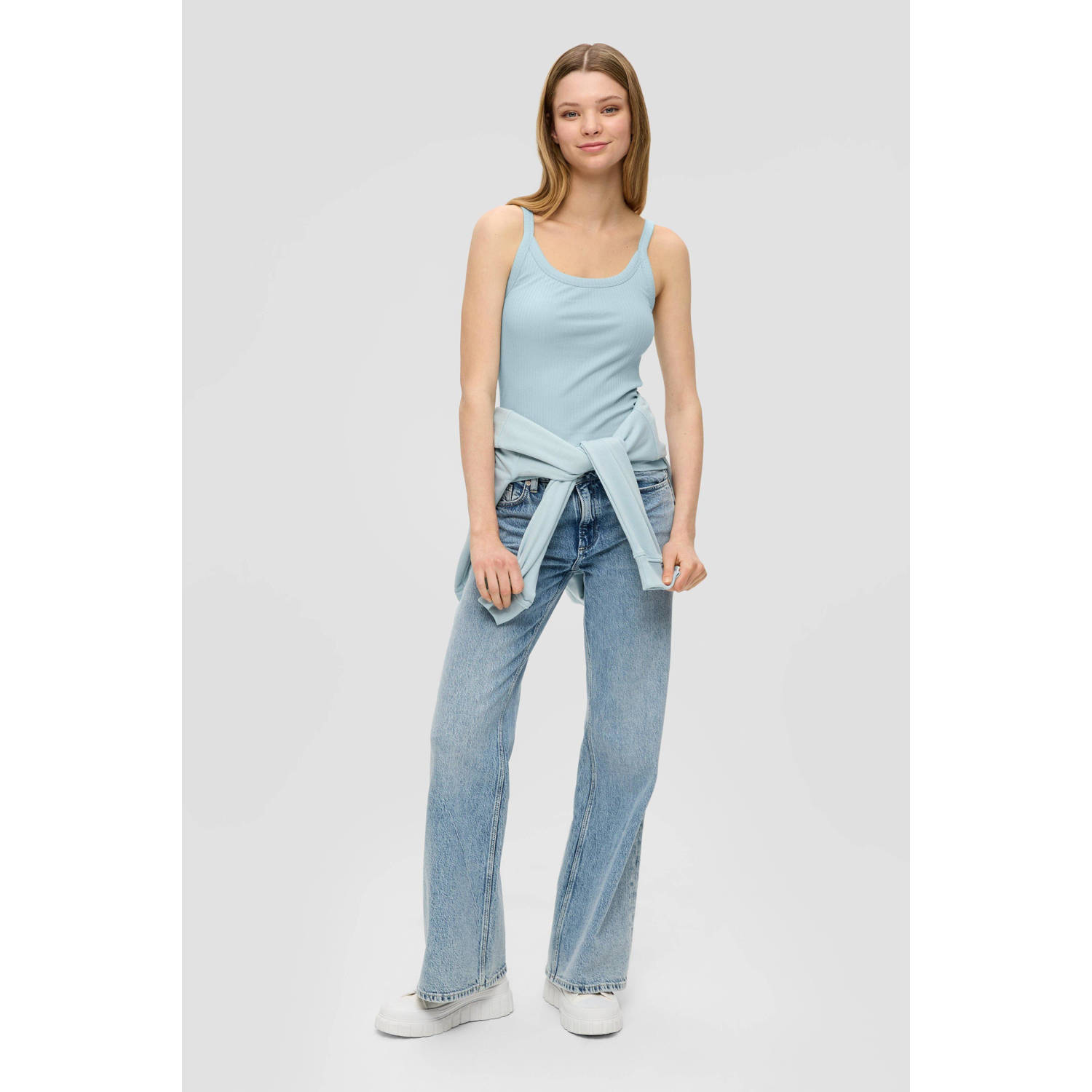 Q S by s.Oliver ribgebreide singlet turquoise
