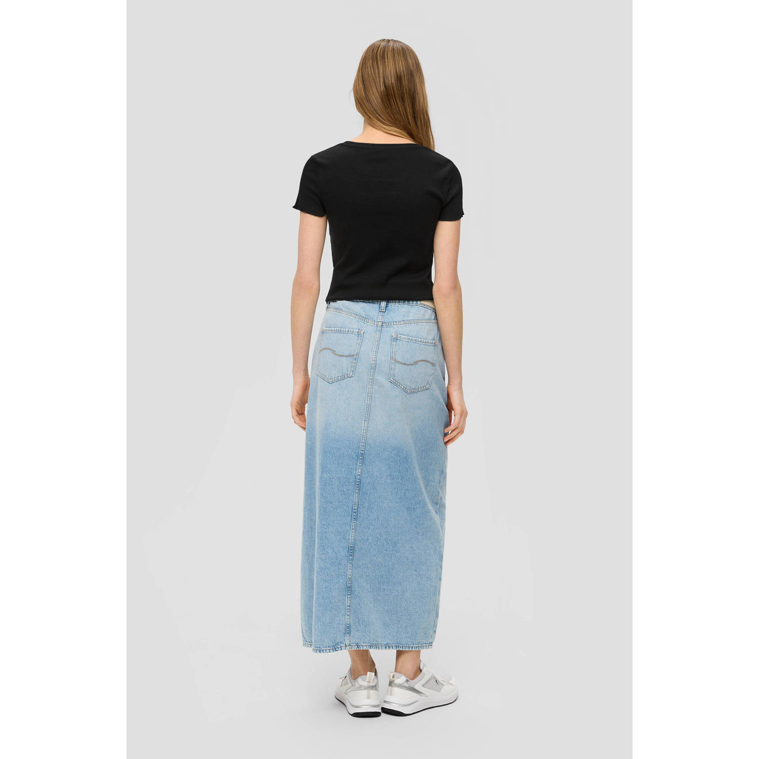 Q S by s.Oliver ribgebreid T-shirt zwart