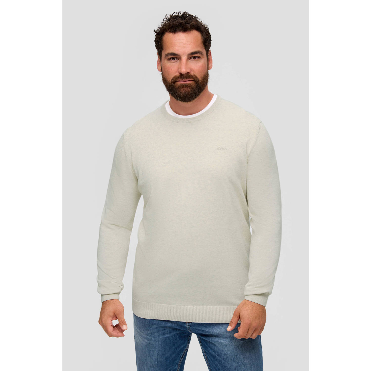S.Oliver Big Size trui Plus Size met logo ecru