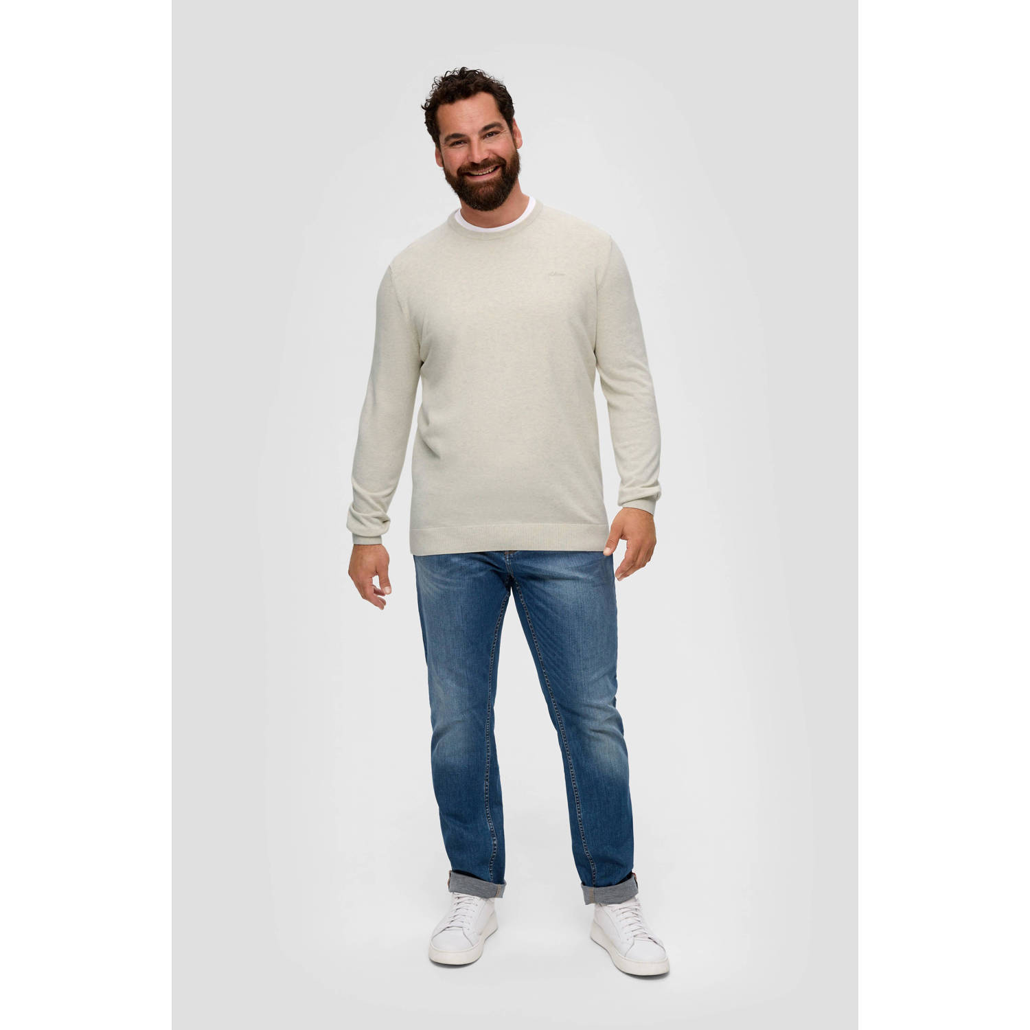 s.Oliver Big Size trui Plus Size met logo ecru