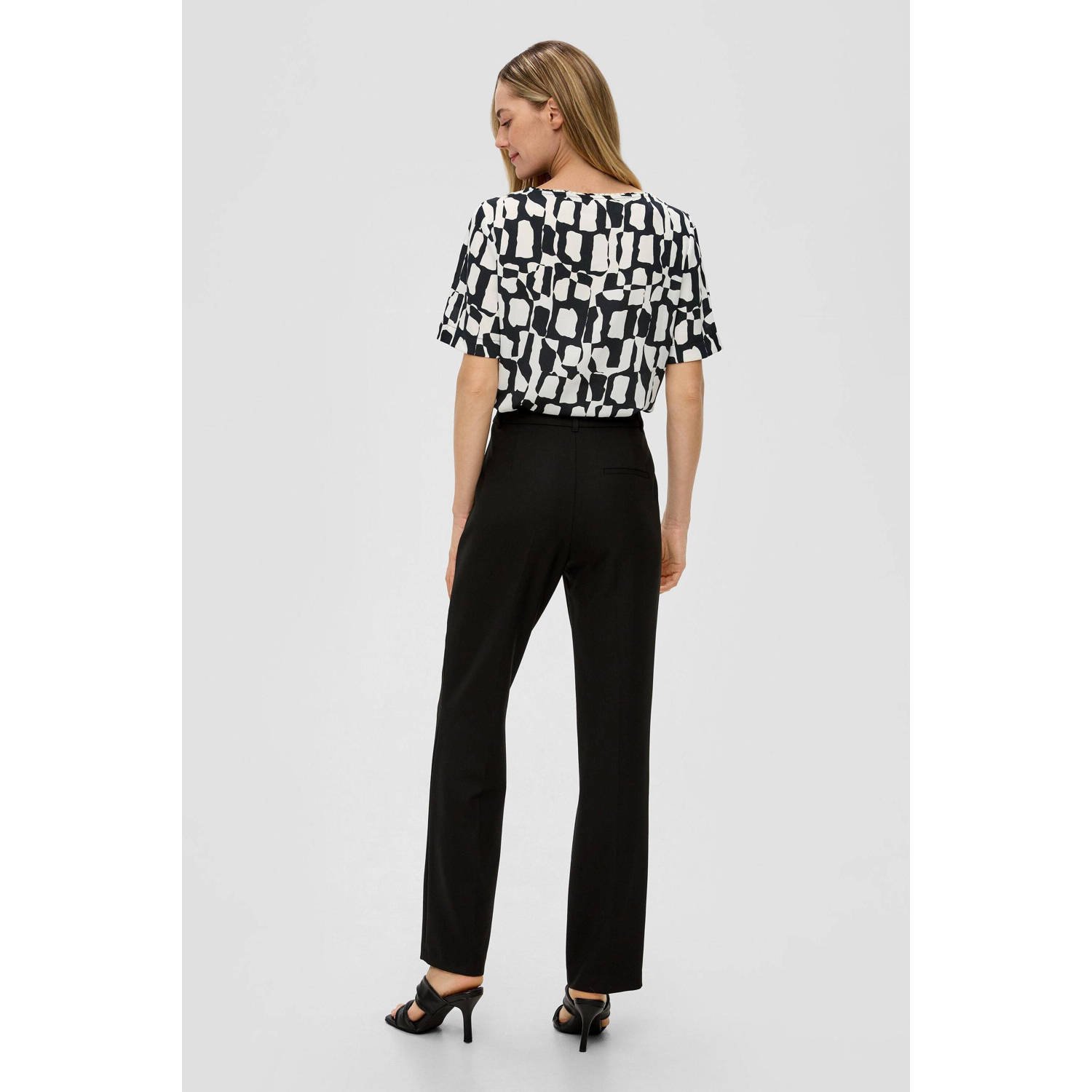 s.Oliver BLACK LABEL blousetop met grafische print ecru zwart