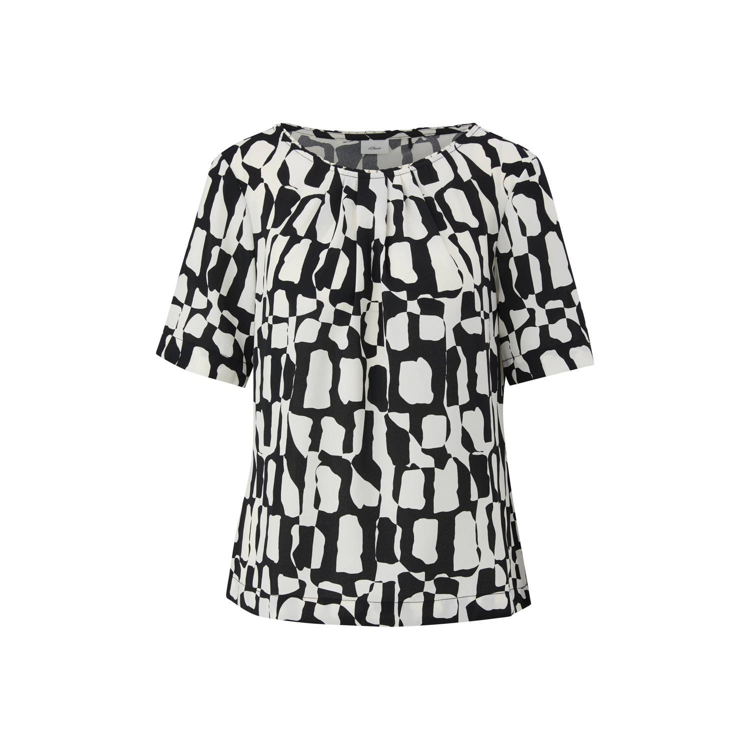 S.Oliver BLACK LABEL blousetop met grafische print ecru zwart