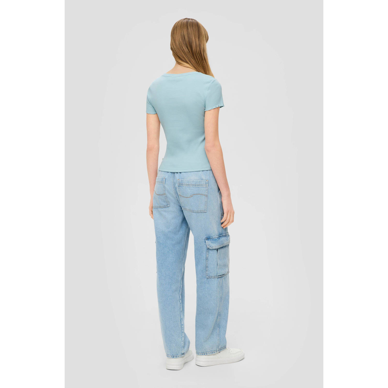 Q S by s.Oliver ribgebreid T-shirt turquoise