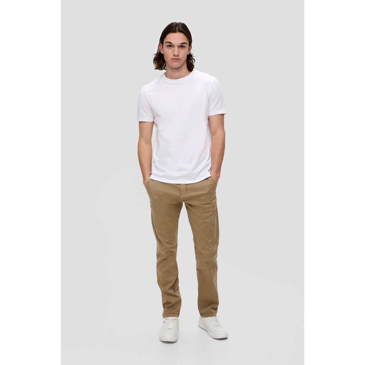 Q S by s.Oliver slim fit chino lichtbruin