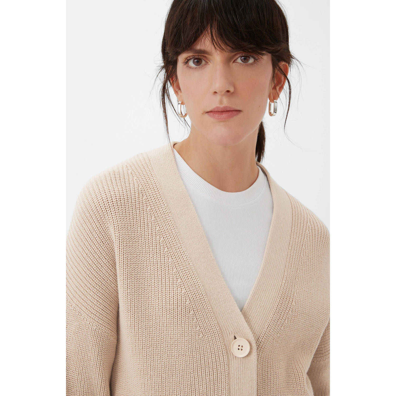 comma casual identity ribgebreid vest beige