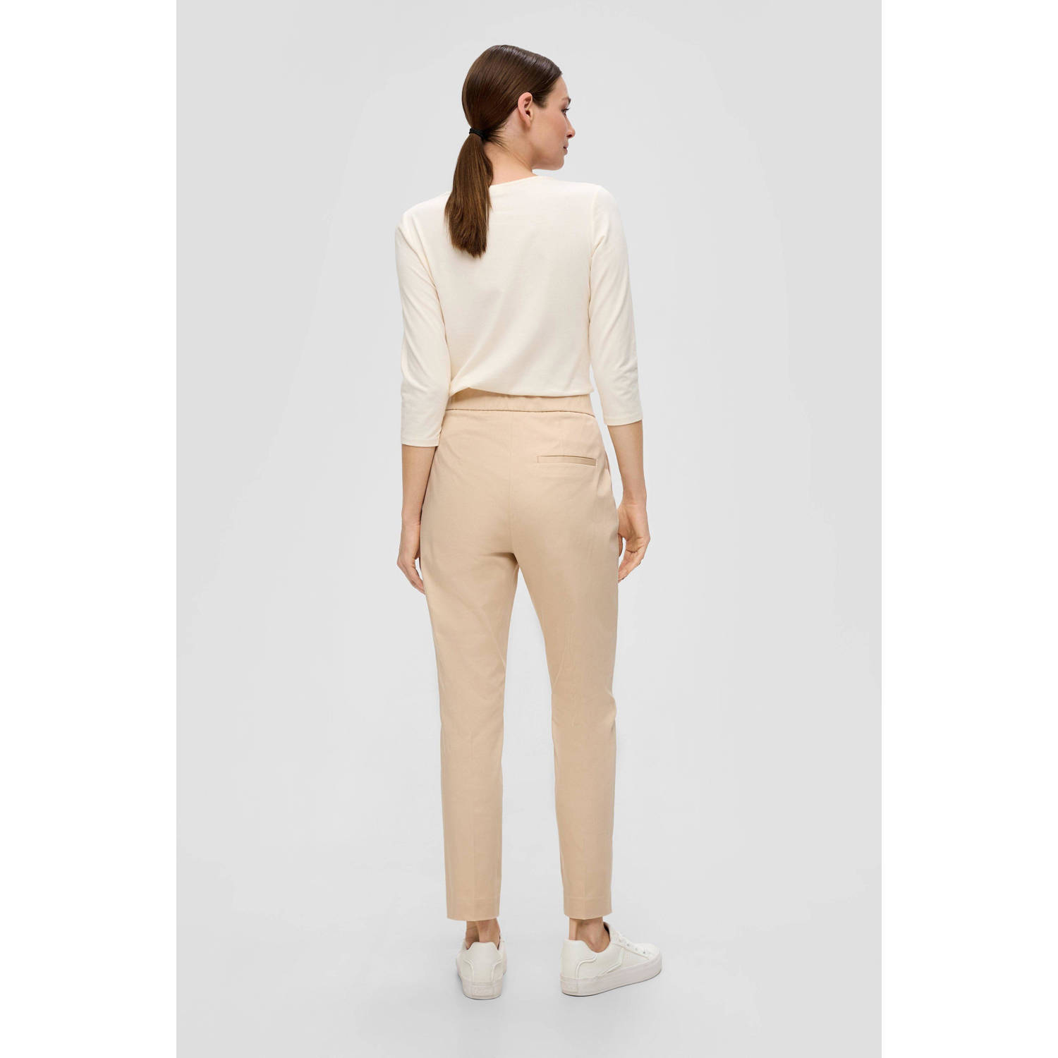 s.Oliver BLACK LABEL cropped slim fit pantalon beige