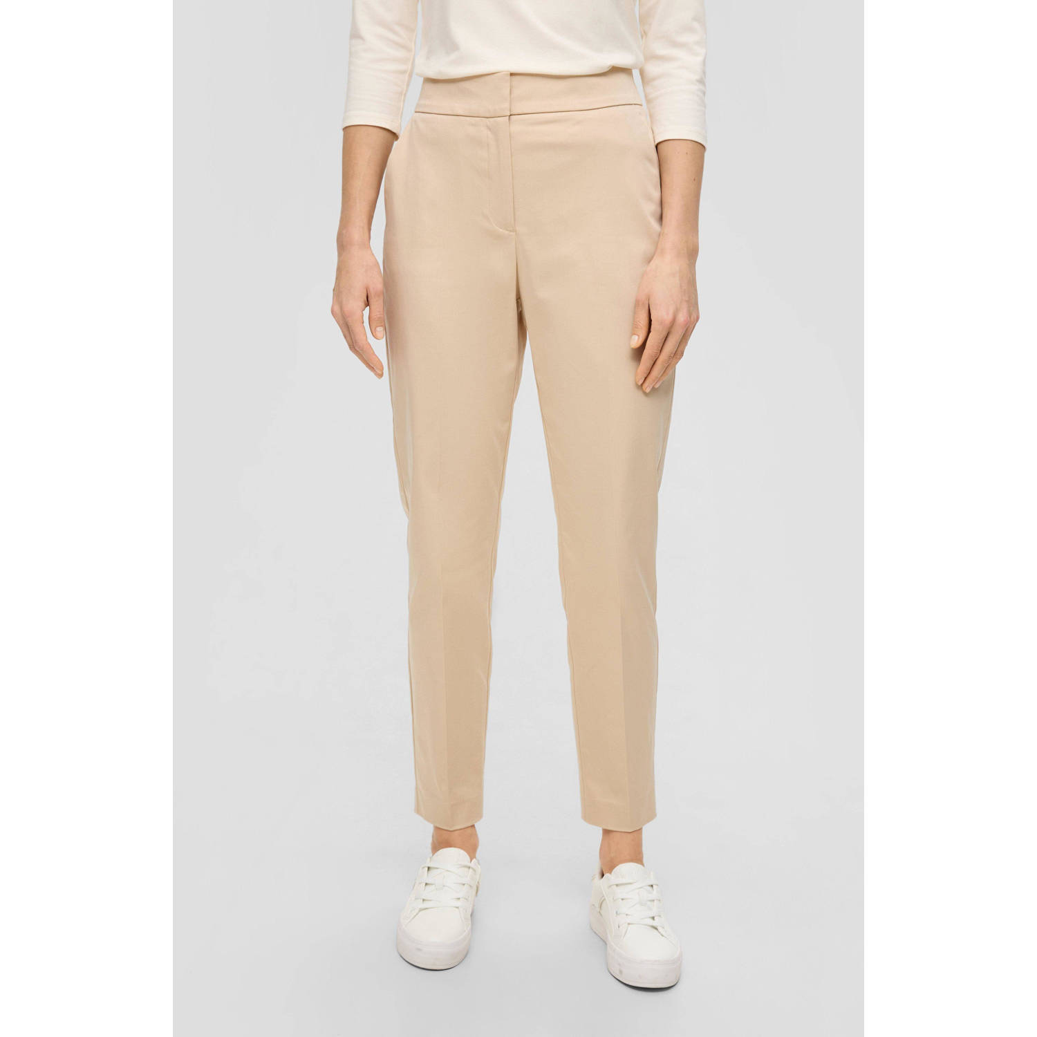 s.Oliver BLACK LABEL cropped slim fit pantalon beige