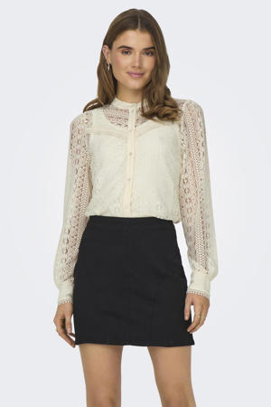 blouse ONLREBA met all over print en kant wit