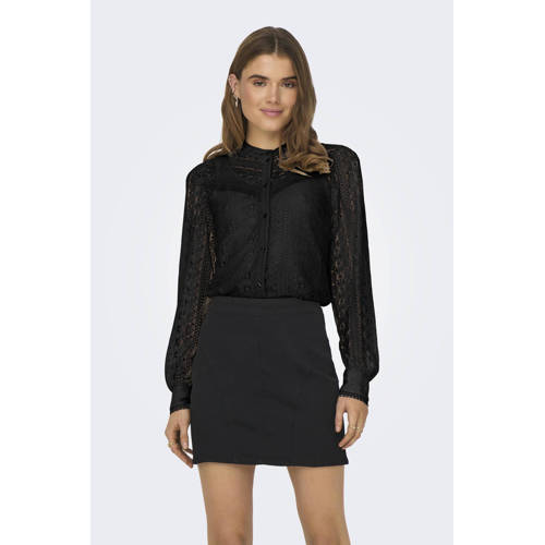 ONLY blouse ONLREBA met all over print en kant zwart afbeelding