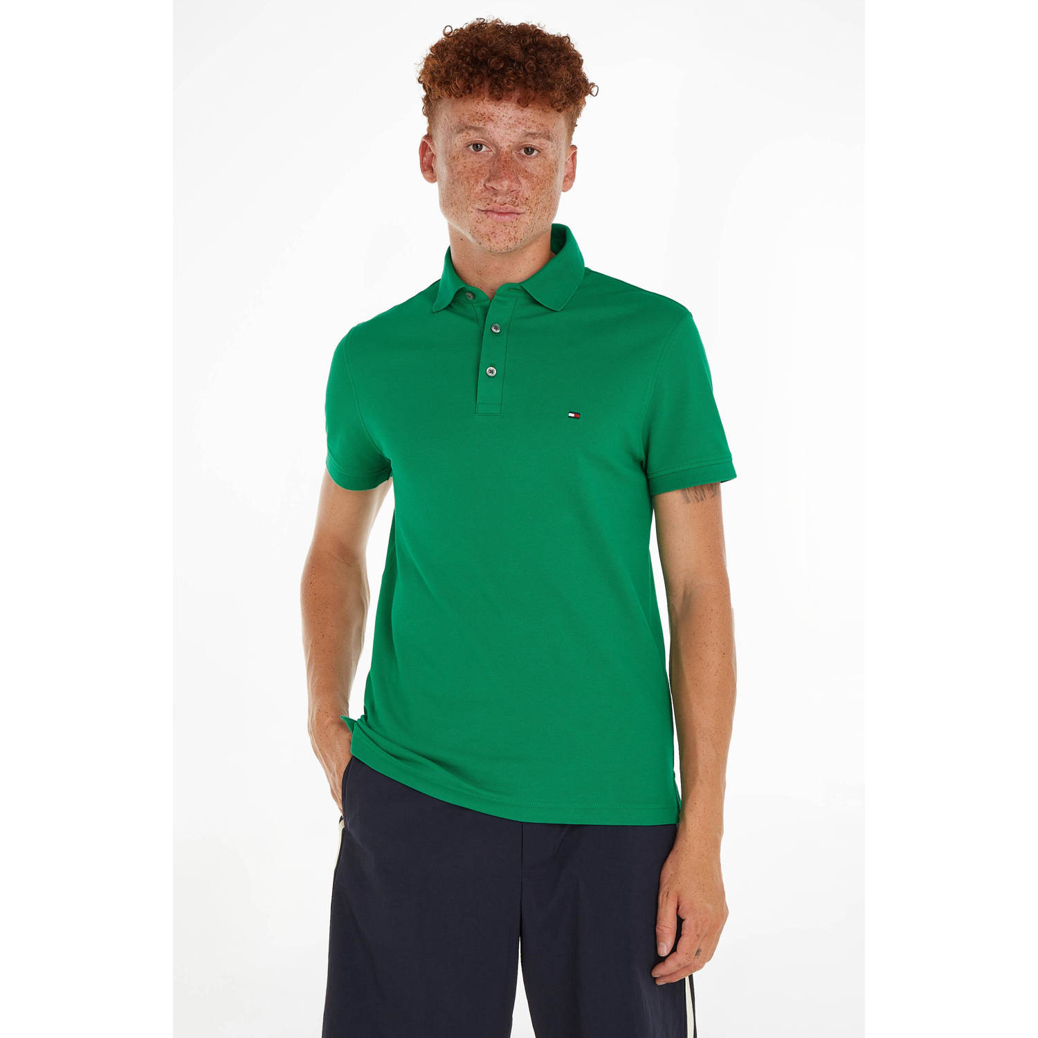 Tommy Hilfiger slim fit polo 1985 met logo olympic green