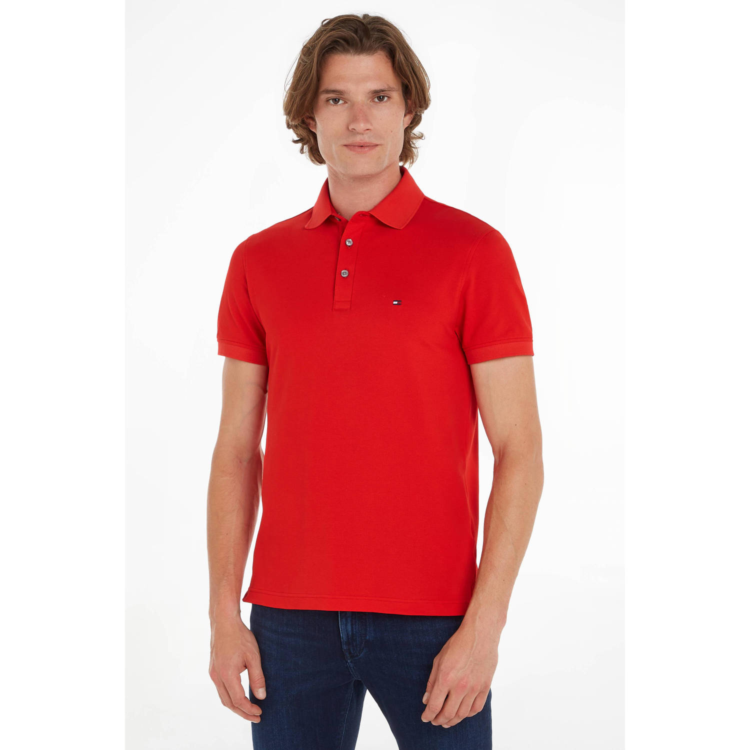 Tommy Hilfiger slim fit polo 1985 met logo fierce red