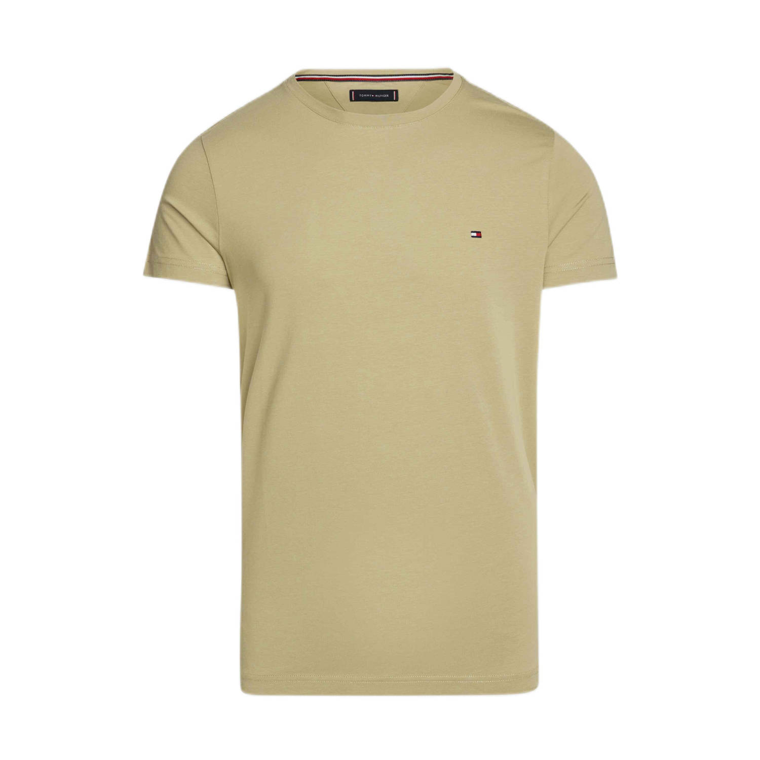 TOMMY HILFIGER Heren Polo's & T-shirts Stretch Slim Fit Tee Olijf