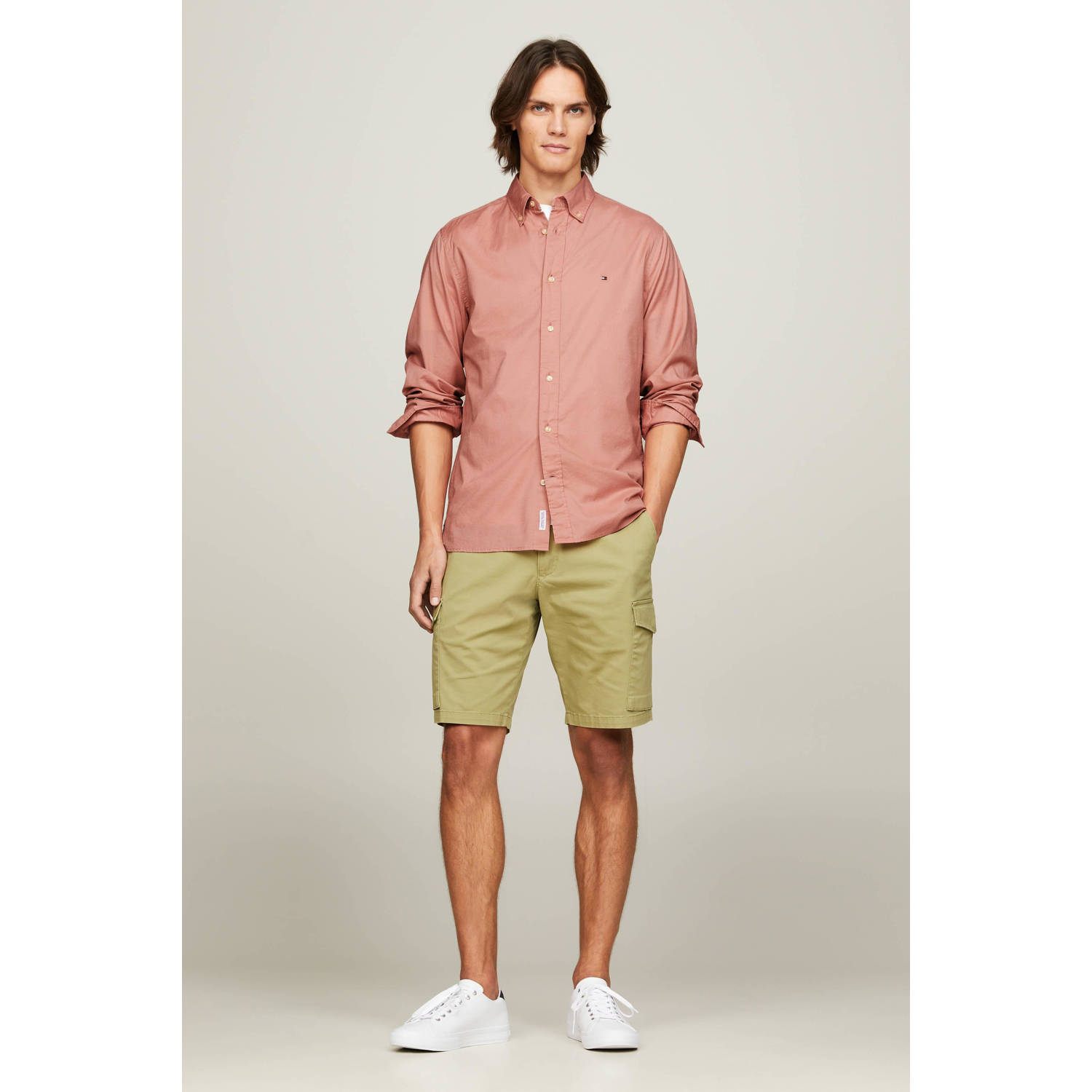 Tommy Hilfiger regular fit overhemd FLEX POPLIN met logo teaberry blossom