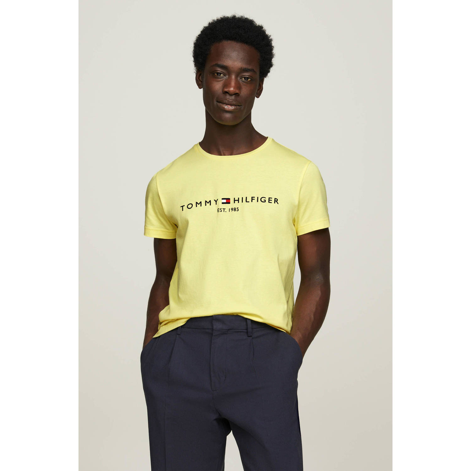 Tommy Hilfiger slim fit T-shirt met logo yellow tullip