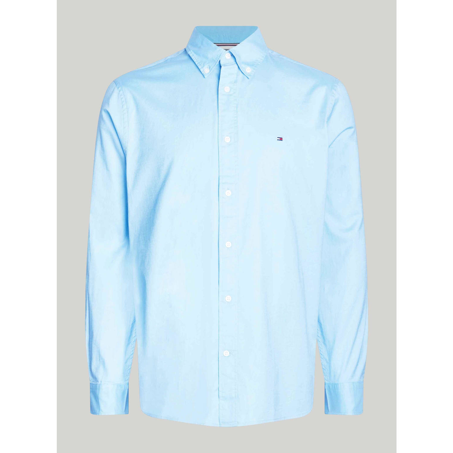 Tommy Hilfiger regular fit overhemd FLEX POPLIN met logo sleepy blue