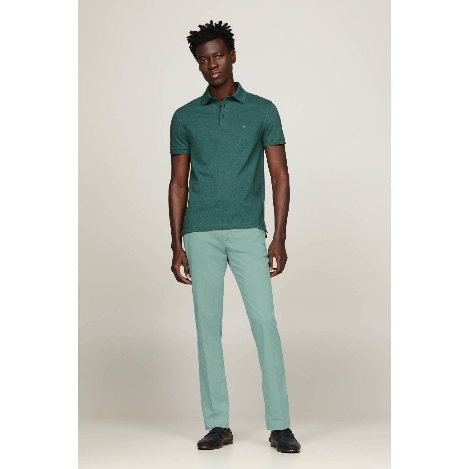 Tommy Hilfiger slim fit polo 1985 met logo green heather