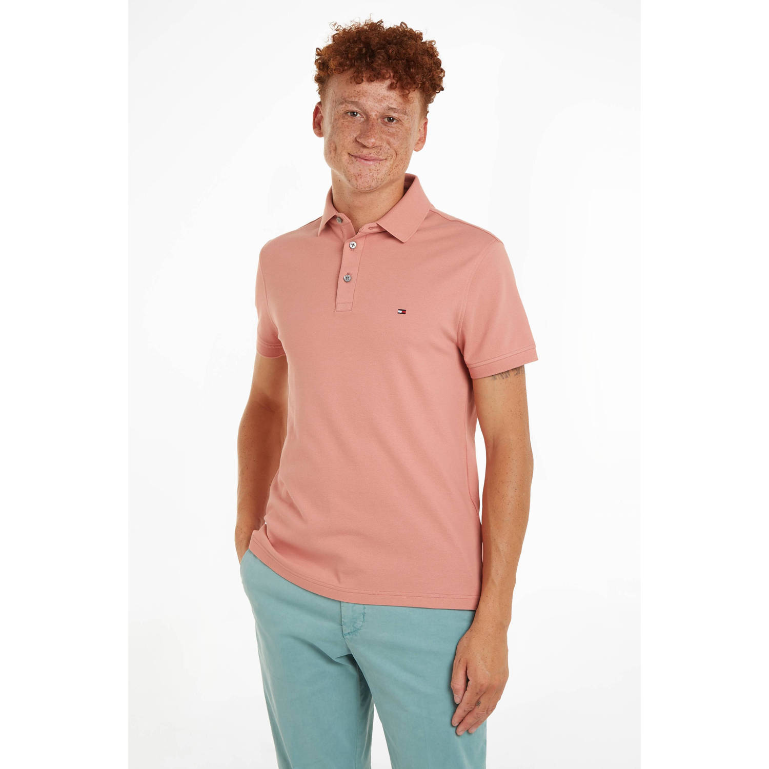 Tommy Hilfiger slim fit polo 1985 met logo teaberry blossom