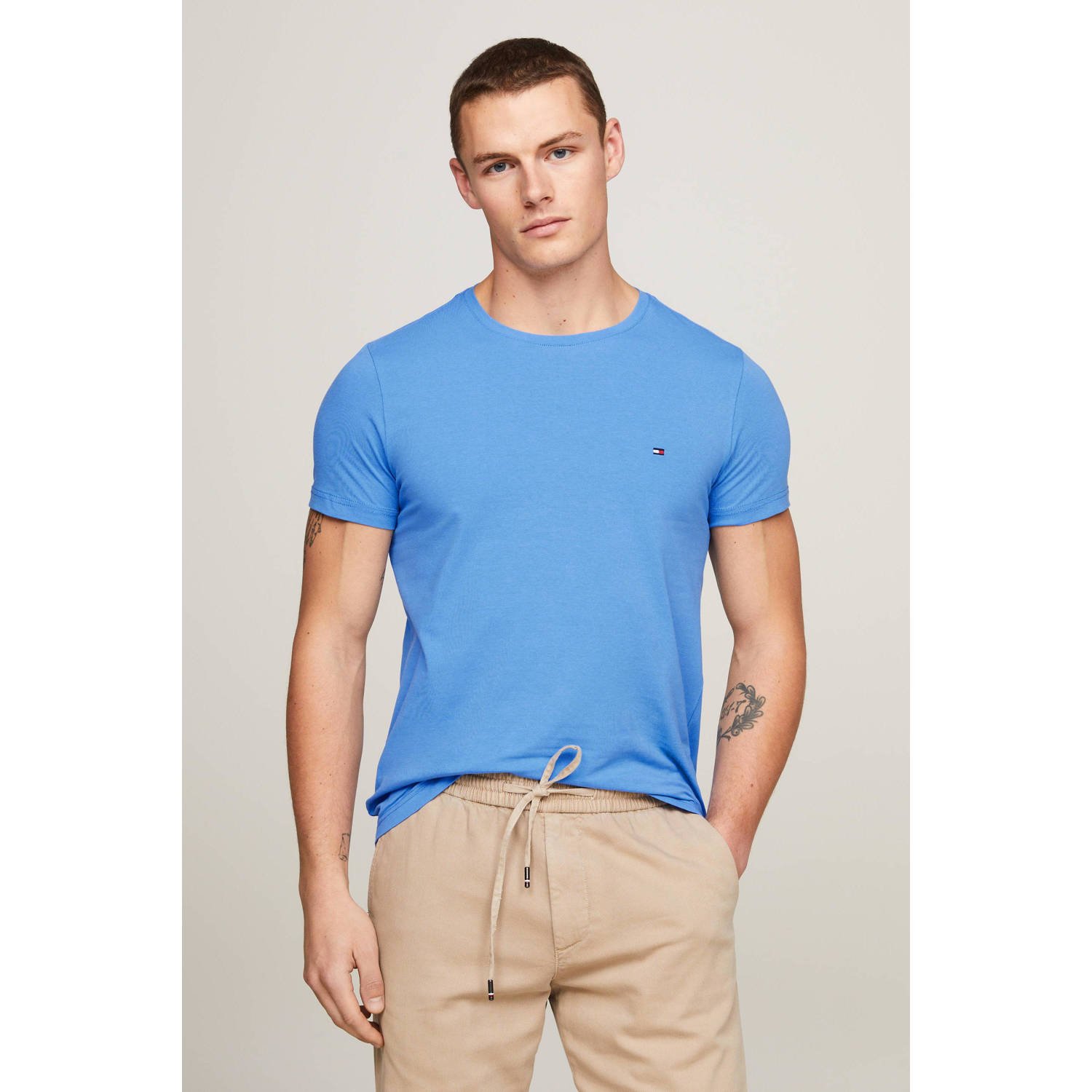 Tommy Hilfiger slim fit T-shirt met logo blue spell