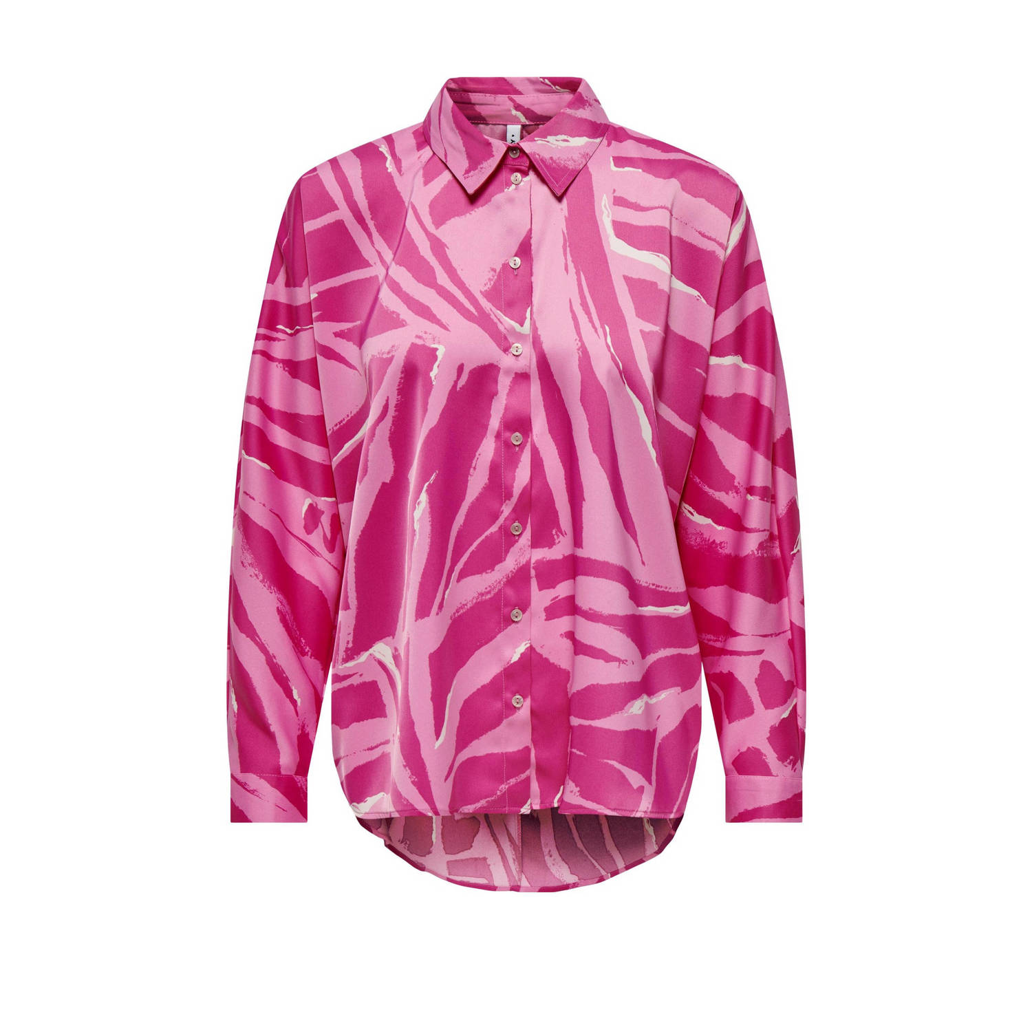 Only Roze Abstract Print Lange Mouwen Shirt Pink Dames