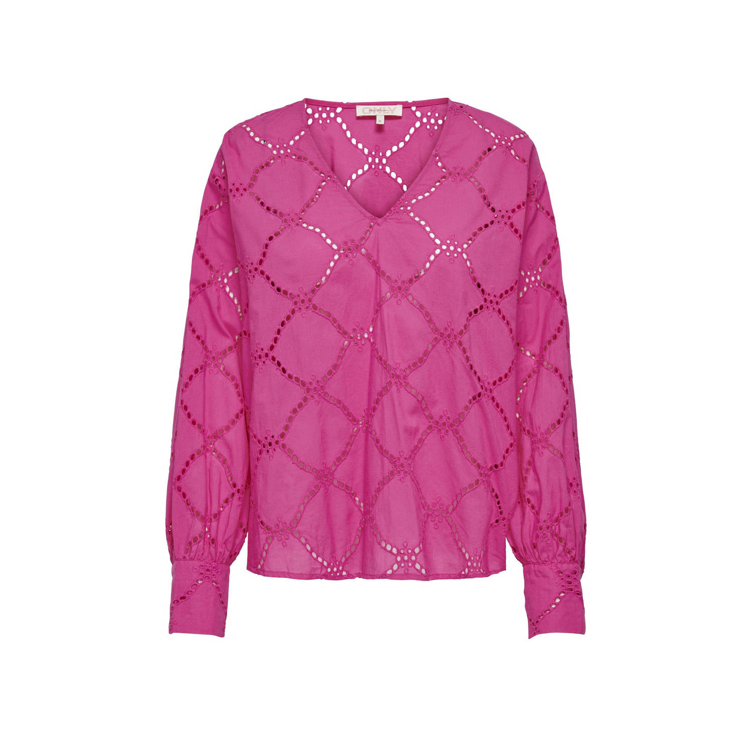 Only V-Hals Versierde Lange Mouw Top Pink Dames